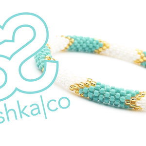 Sashka Co. Beaded Friendship Bracelet Turquoise / Gold / White Sashka Signature Bracelet