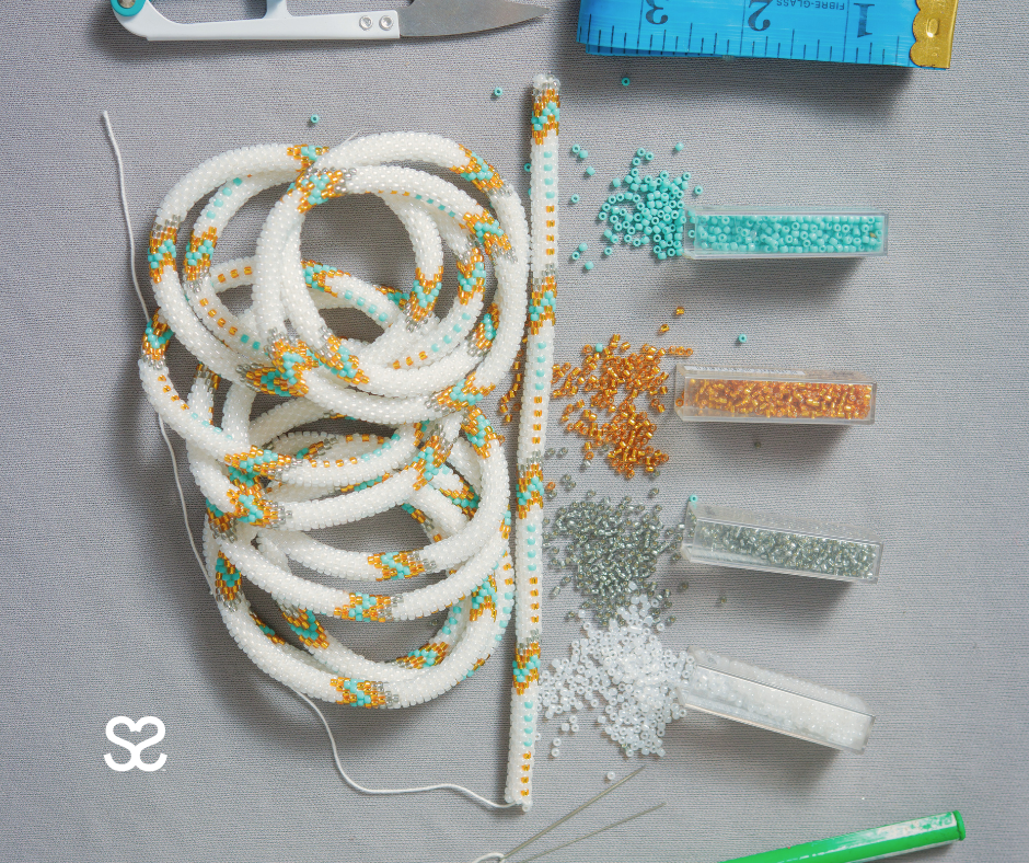 Sashka Co. Beaded Friendship Bracelet Turquoise / Silver / Gold / White Boho Beach Bracelet