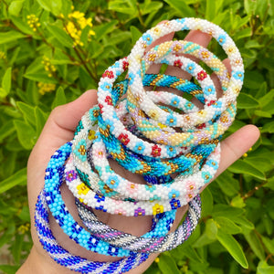 Sashka Co. Beaded Friendship Bracelet White / Blue / Rose Gold / Matte Yellow / Gold Floral Daydreams Bracelet