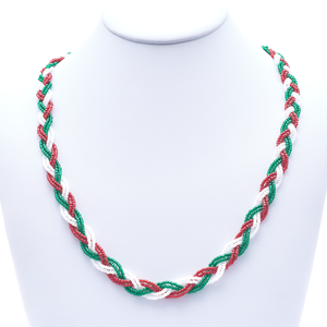 Sashka Co. Beaded Friendship Necklace Red / Green / White Holiday Twist Necklace