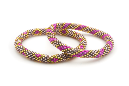 Sashka Co. Bracelet Set Purple / Champagne Gold Royale Amethyst Set of 2 - Extended 8"