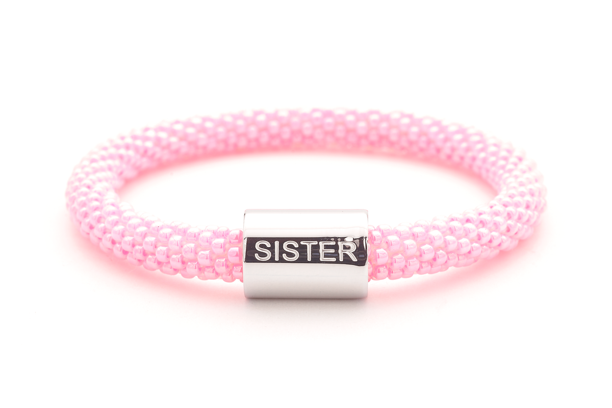 Sashka Co. Charm Bracelet Pink / w Silver Charm Sister Charm Bracelet