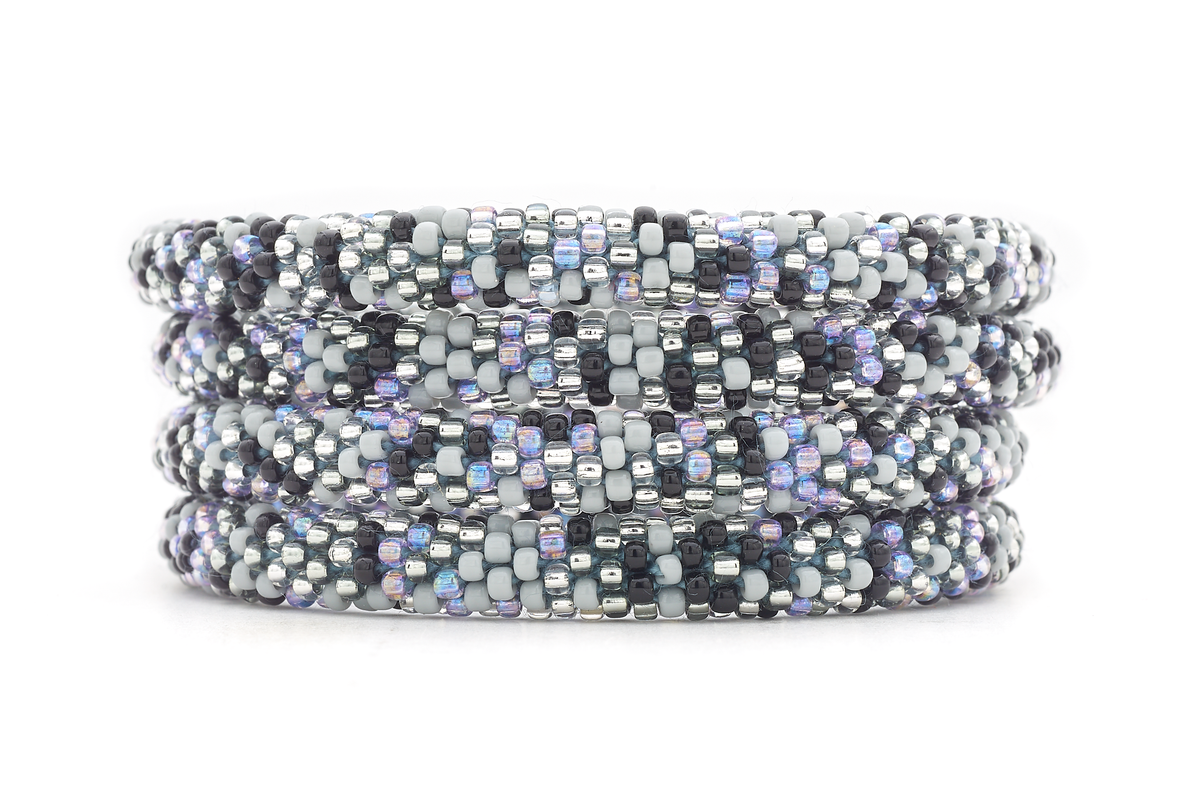 Sashka Co. Extended 8" Bracelet Black / Gray / Clear / Iridescent Light Purple Moonlit Glimmer Bracelet - Extended 8"