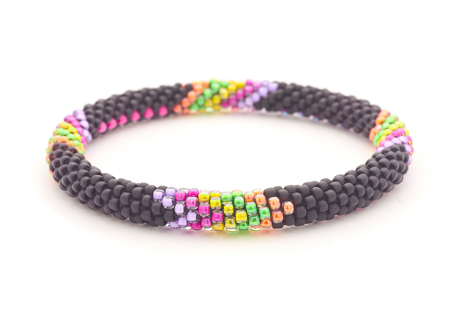 Sashka Co. Extended 8" Bracelet Black/ Pink / Purple / Orange / Yellow / Green Vibrant Nights Bracelet - Extended 8"