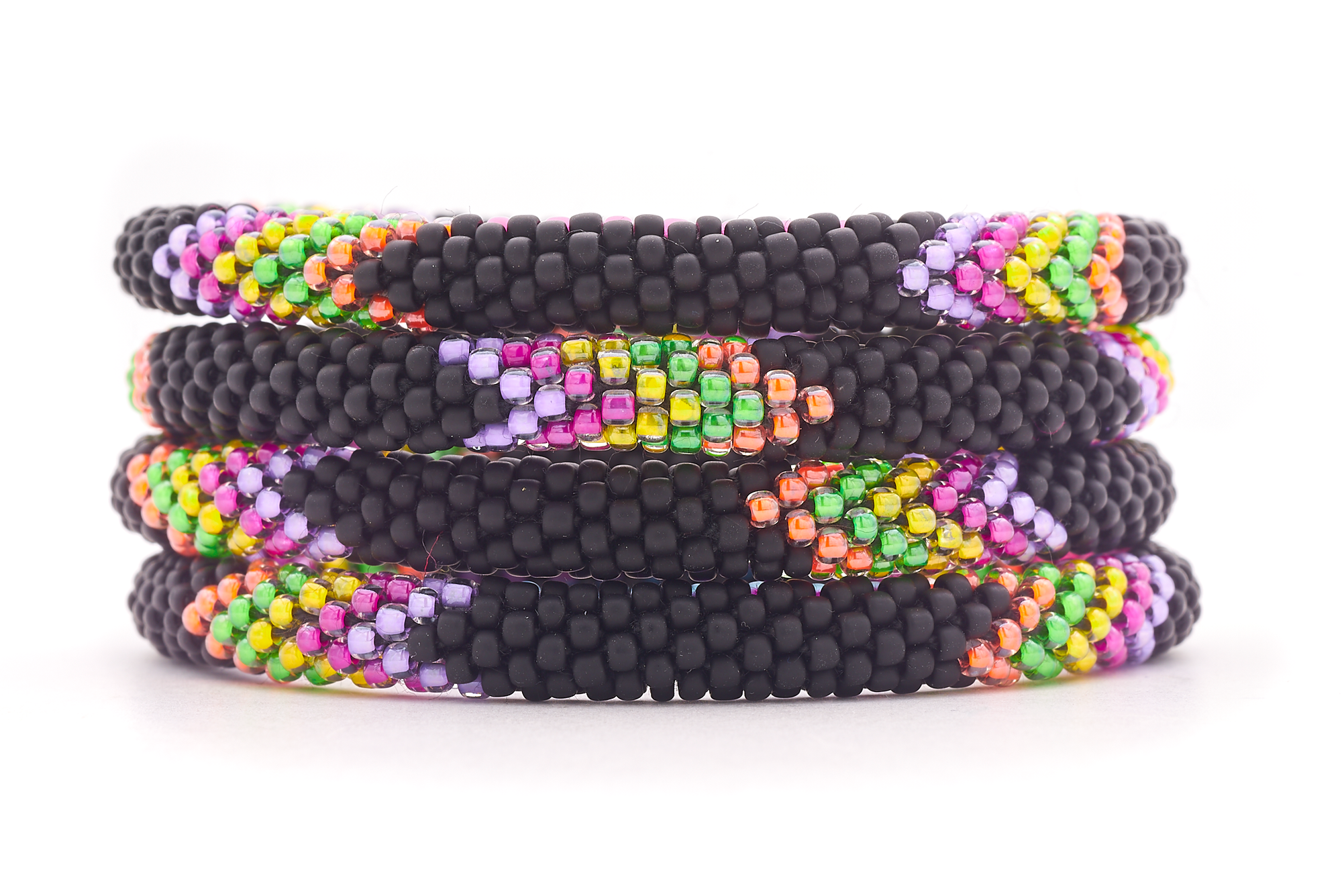 Sashka Co. Extended 8" Bracelet Black/ Pink / Purple / Orange / Yellow / Green Vibrant Nights Bracelet - Extended 8"