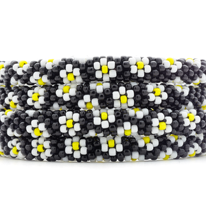 Sashka Co. Extended 8" Bracelet Black / White / Yellow Daisy Bracelet - Extended 8"