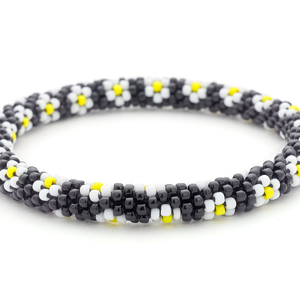 Sashka Co. Extended 8" Bracelet Black / White / Yellow Daisy Bracelet - Extended 8"