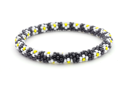 Sashka Co. Extended 8" Bracelet Black / White / Yellow Daisy Bracelet - Extended 8"