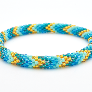 Sashka Co. Extended 8" Bracelet Blue / Gold / Teal / Turquoise Caribbean Shores Bracelet - Extended 8"