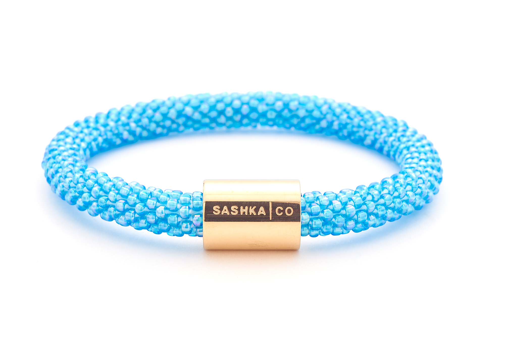 Sashka Co. Extended 8" Bracelet Blue / w Gold Semicolon Charm Semicolon Charm Bracelet - Extended 8"