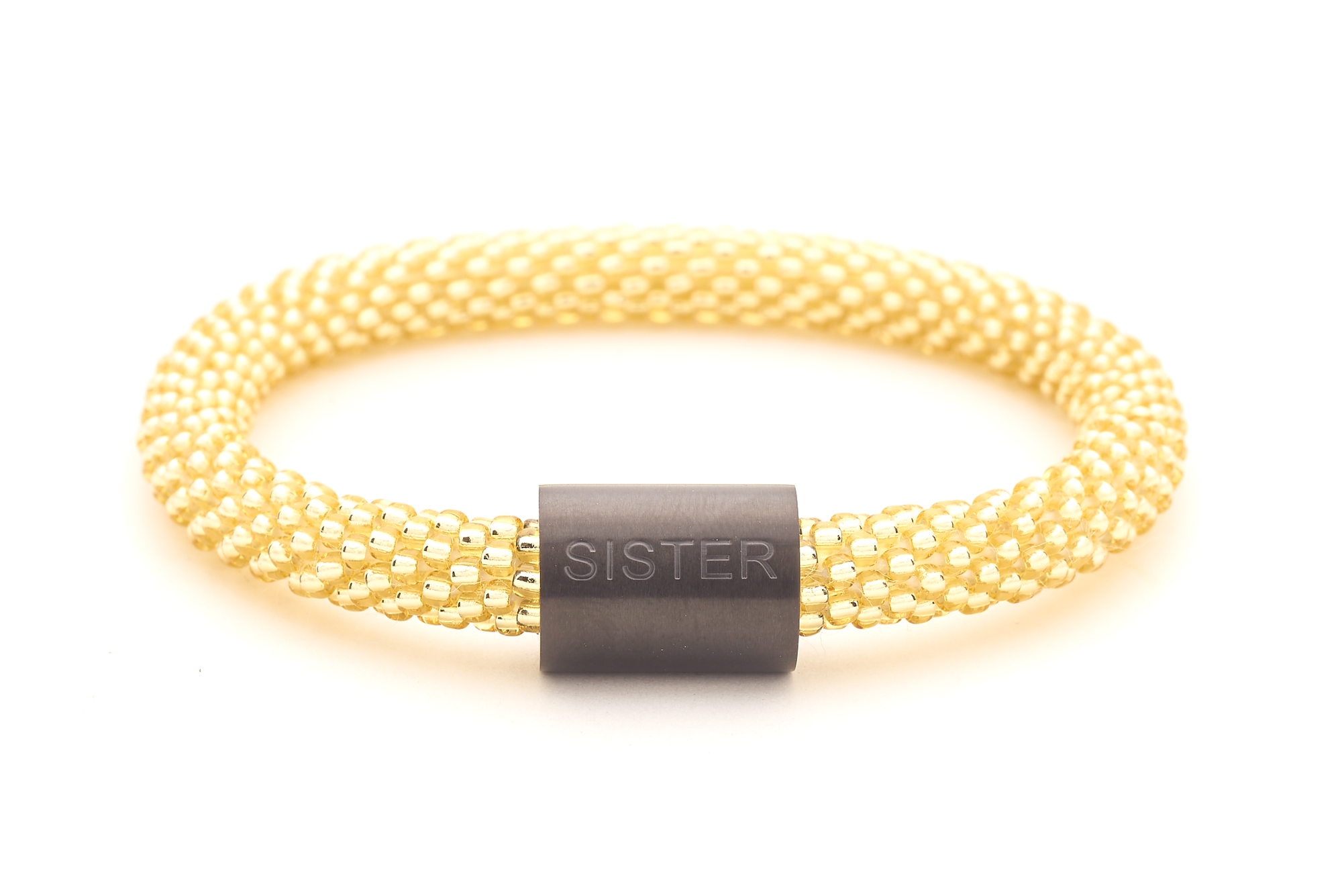 Sashka Co. Extended 8" Bracelet Champagne Gold / w Black Charm Sister Charm Bracelet - Extended 8"