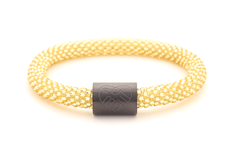 Sashka Co. Extended 8" Bracelet Champagne Gold / w Black Charm Sister Charm Bracelet - Extended 8"
