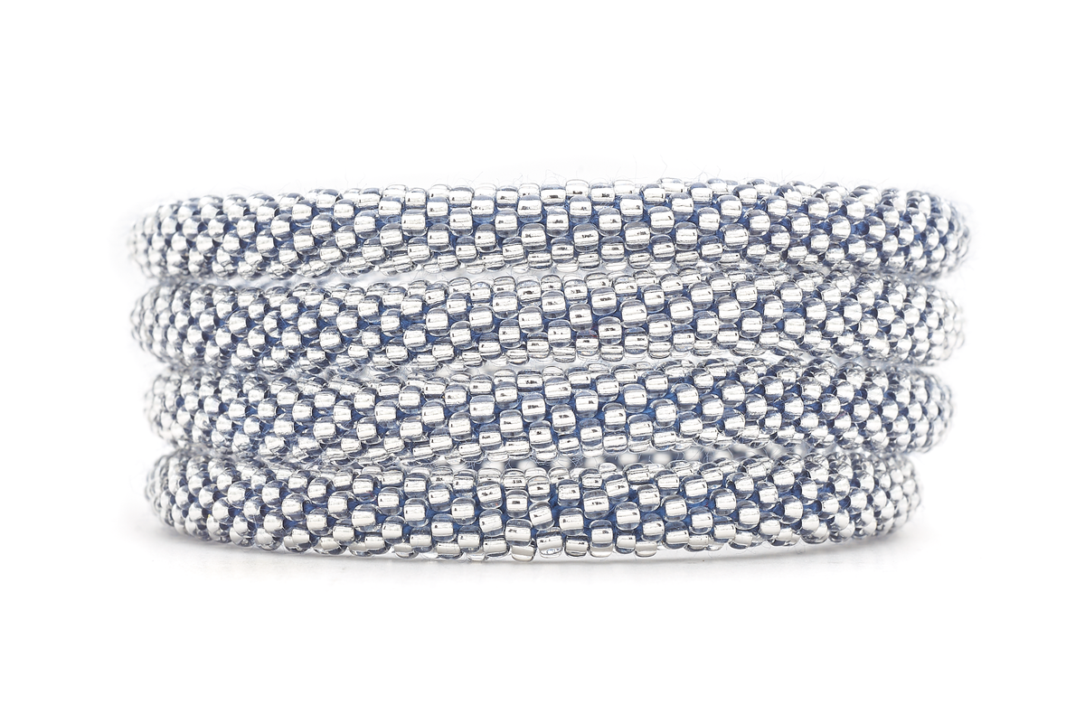 Sashka Co. Extended 8" Bracelet Clear Bead w/ Dark Blue Thread Clear Blue Sparkle Bracelet - Extended 8"