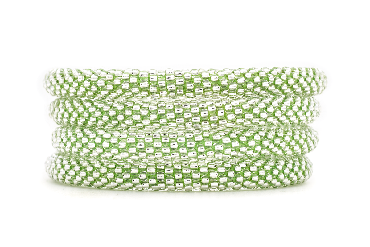 Sashka Co. Extended 8" Bracelet Clear Bead w/ Green Thread Green Diamond Sparkle Bracelet - Extended 8"