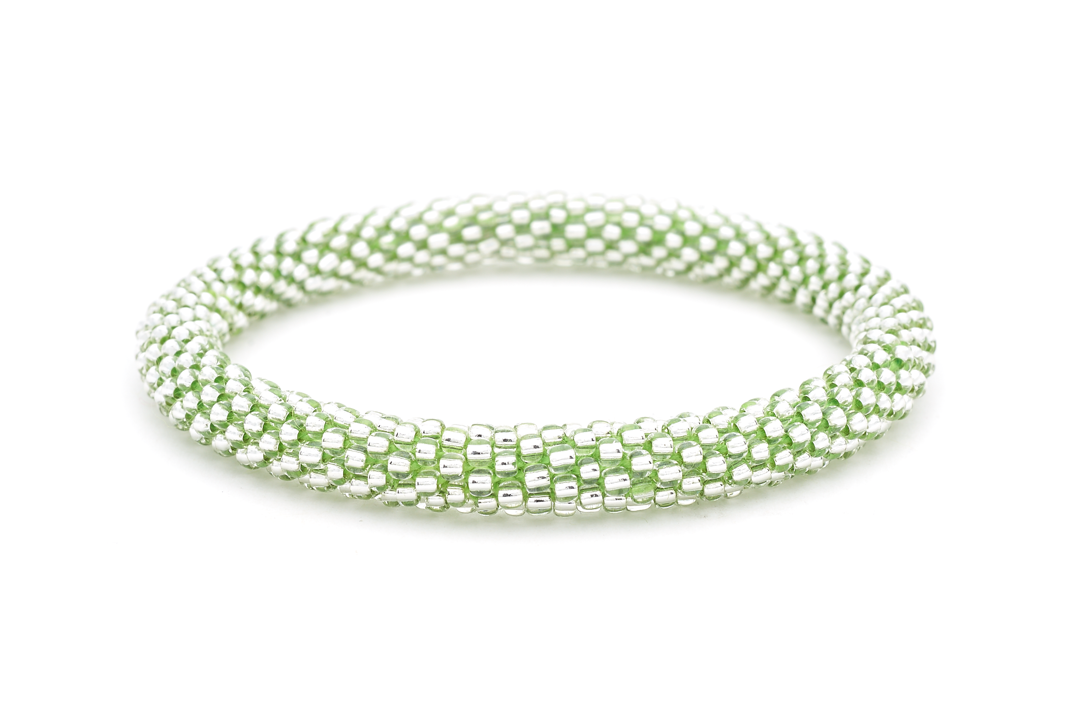 Sashka Co. Extended 8" Bracelet Clear Bead w/ Green Thread Green Diamond Sparkle Bracelet - Extended 8"