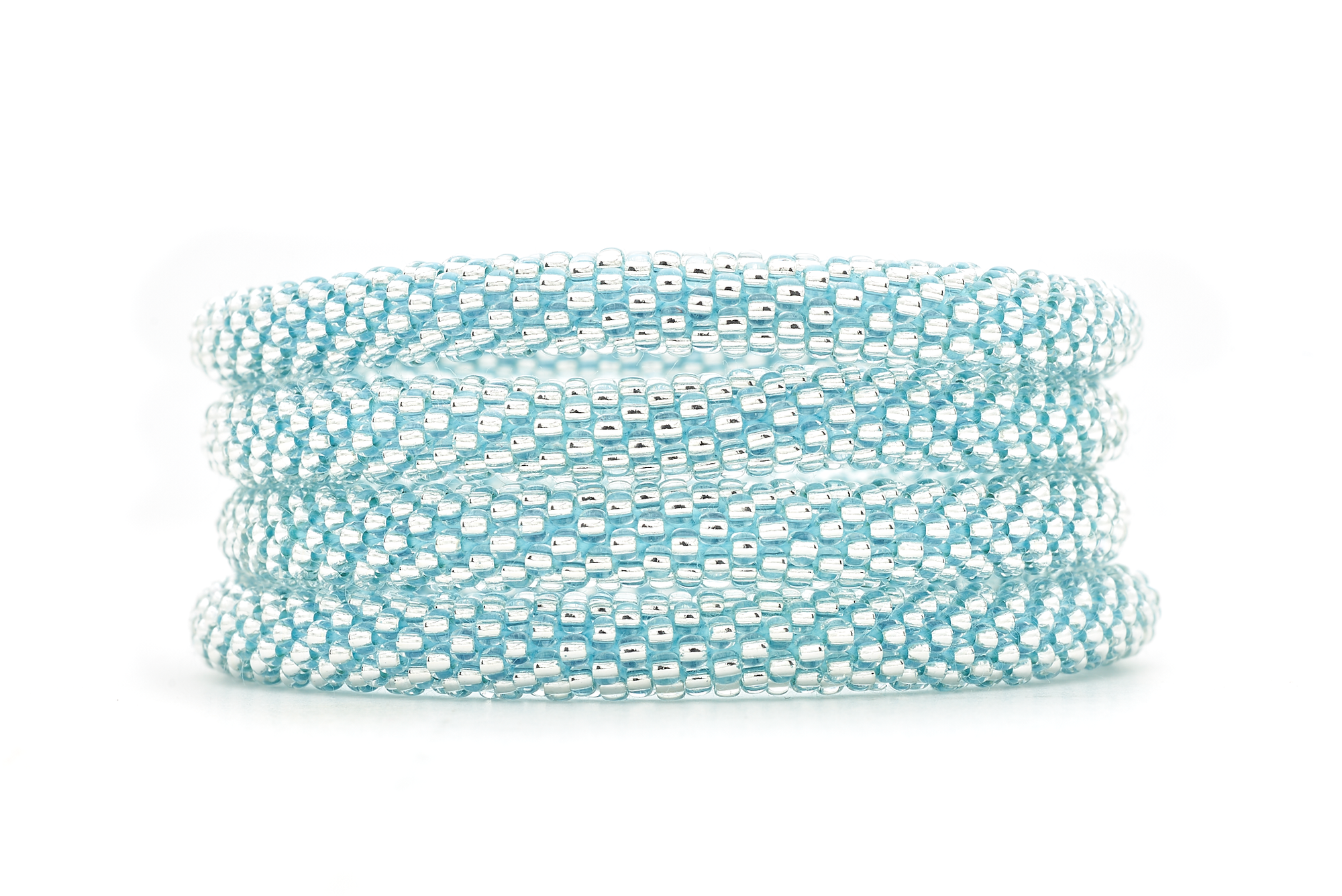 Sashka Co. Extended 8" Bracelet Clear Bead with Blue Thread Blue Diamond Sparkle - Extended 8"