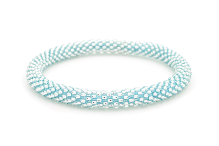 Sashka Co. Extended 8" Bracelet Clear Bead with Blue Thread Blue Diamond Sparkle - Extended 8"