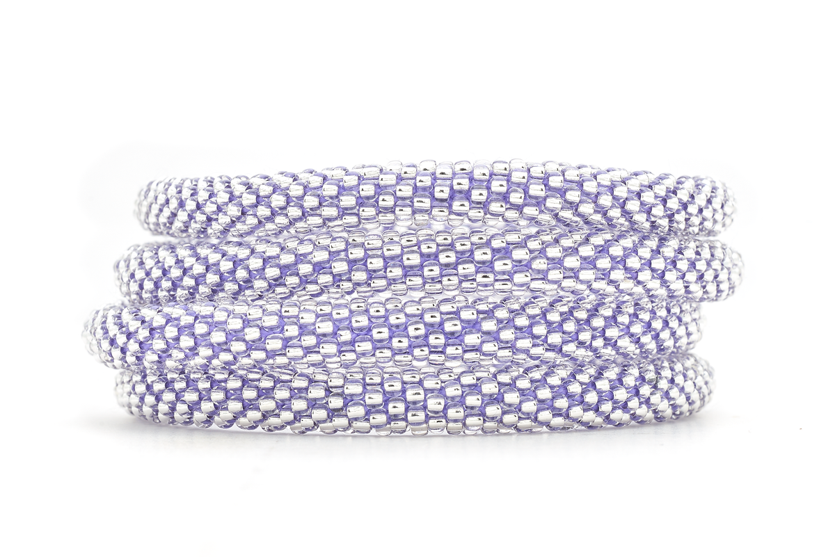 Sashka Co. Extended 8" Bracelet Clear Bead with Purple Thread Purple Diamond Sparkle Bracelet - Extended 8"