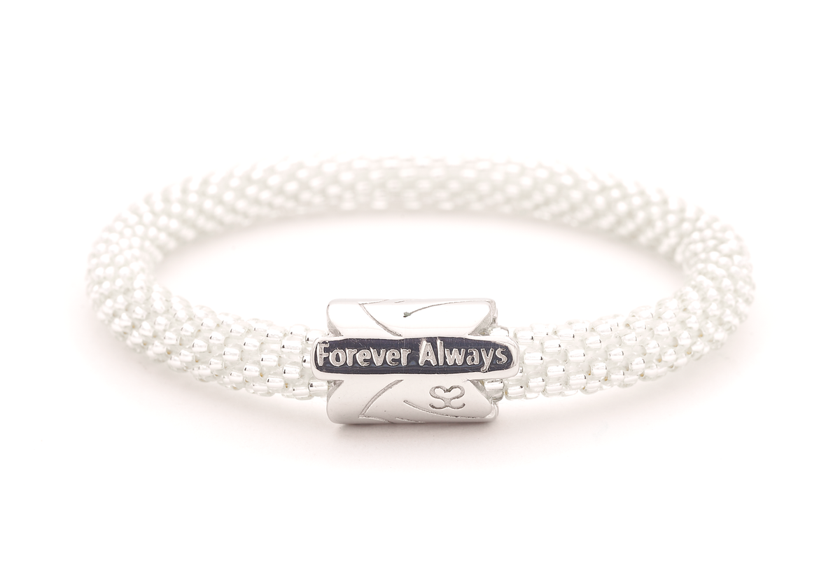 Sashka Co. Extended 8" Bracelet Clear / Silver Charm Forever and Always Charm Bracelet - Extended 8"