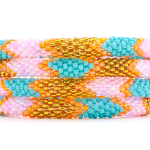 Sashka Co. Extended 8" Bracelet Gold / Turquoise / Light Pink / Orange Summer Symphony Bracelet - Extended 8"