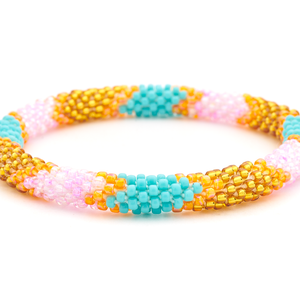 Sashka Co. Extended 8" Bracelet Gold / Turquoise / Light Pink / Orange Summer Symphony Bracelet - Extended 8"