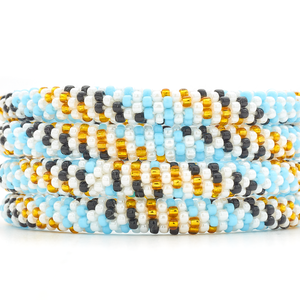 Sashka Co. Extended 8" Bracelet Light Blue / White / Black / Gold Sea Goddess Bracelet - Extended 8"