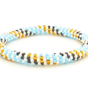 Sashka Co. Extended 8" Bracelet Light Blue / White / Black / Gold Sea Goddess Bracelet - Extended 8"