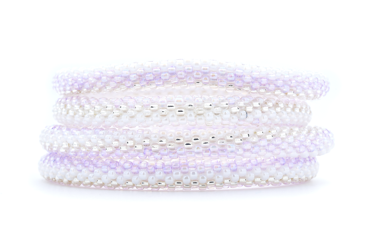 Sashka Co. Extended 8" Bracelet Light Purple / White / Clear Pearlescent Lavender Bracelet - Extended 8"