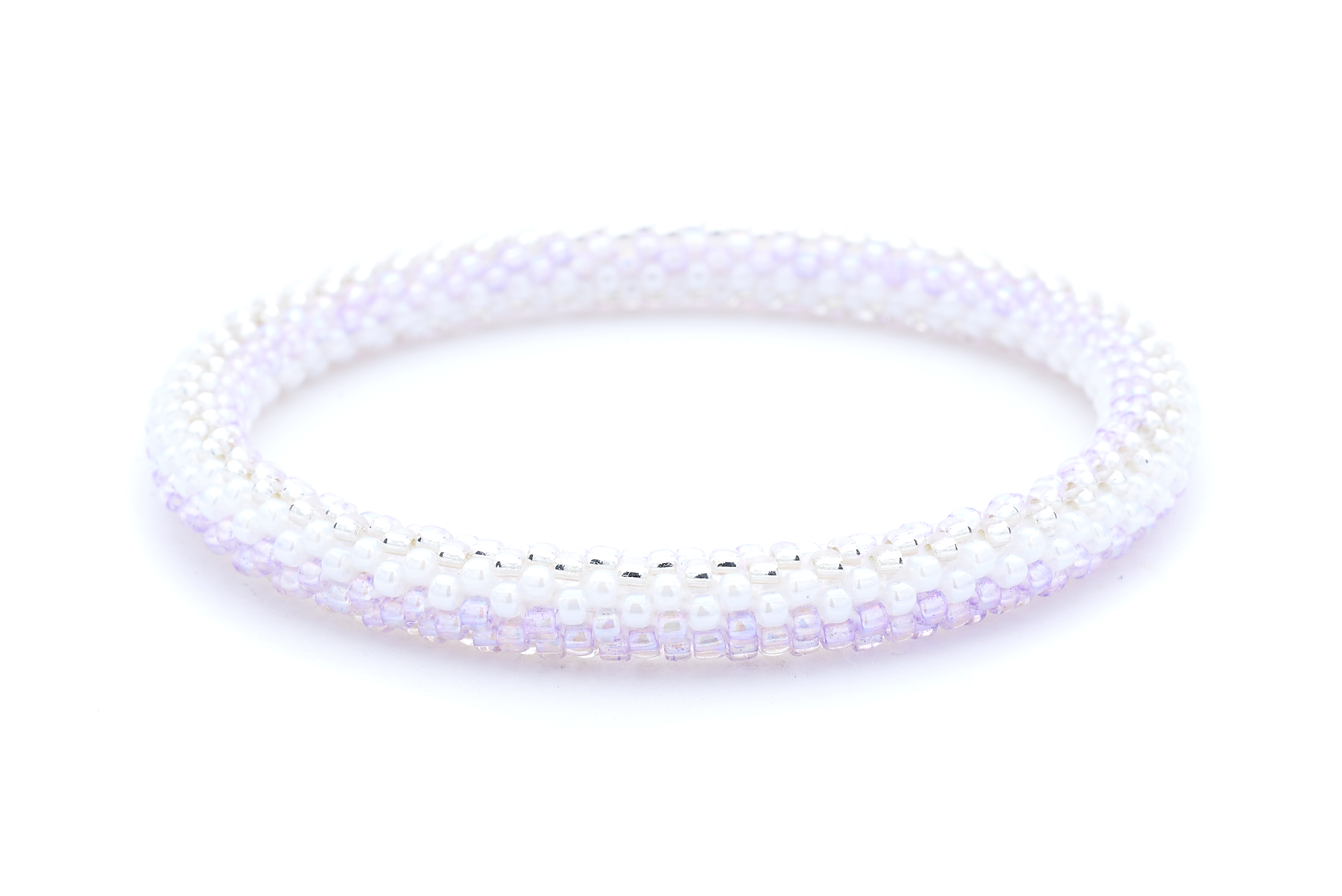 Sashka Co. Extended 8" Bracelet Light Purple / White / Clear Pearlescent Lavender Bracelet - Extended 8"