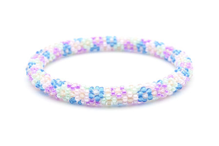 Sashka Co. Extended 8" Bracelet Pink / Purple / Blue / Mint Pastel Flowers Bracelet - Extended 8"