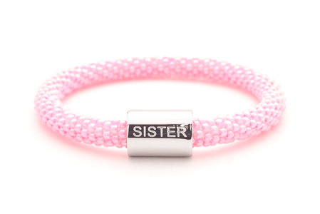 Sashka Co. Extended 8" Bracelet Pink / w Silver Charm Sister Charm Bracelet - Extended 8"