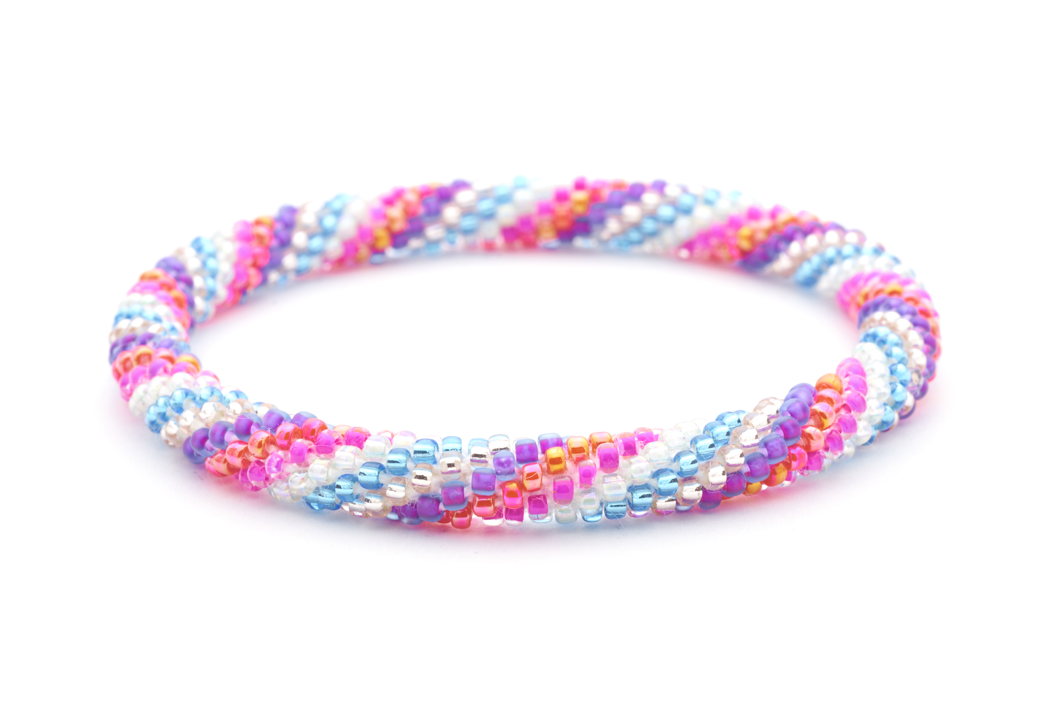 Sashka Co. Extended 8" Bracelet Pink / White / Purple / Orange / Blue / Clear Rainbow Bliss Bracelet - Extended 8"