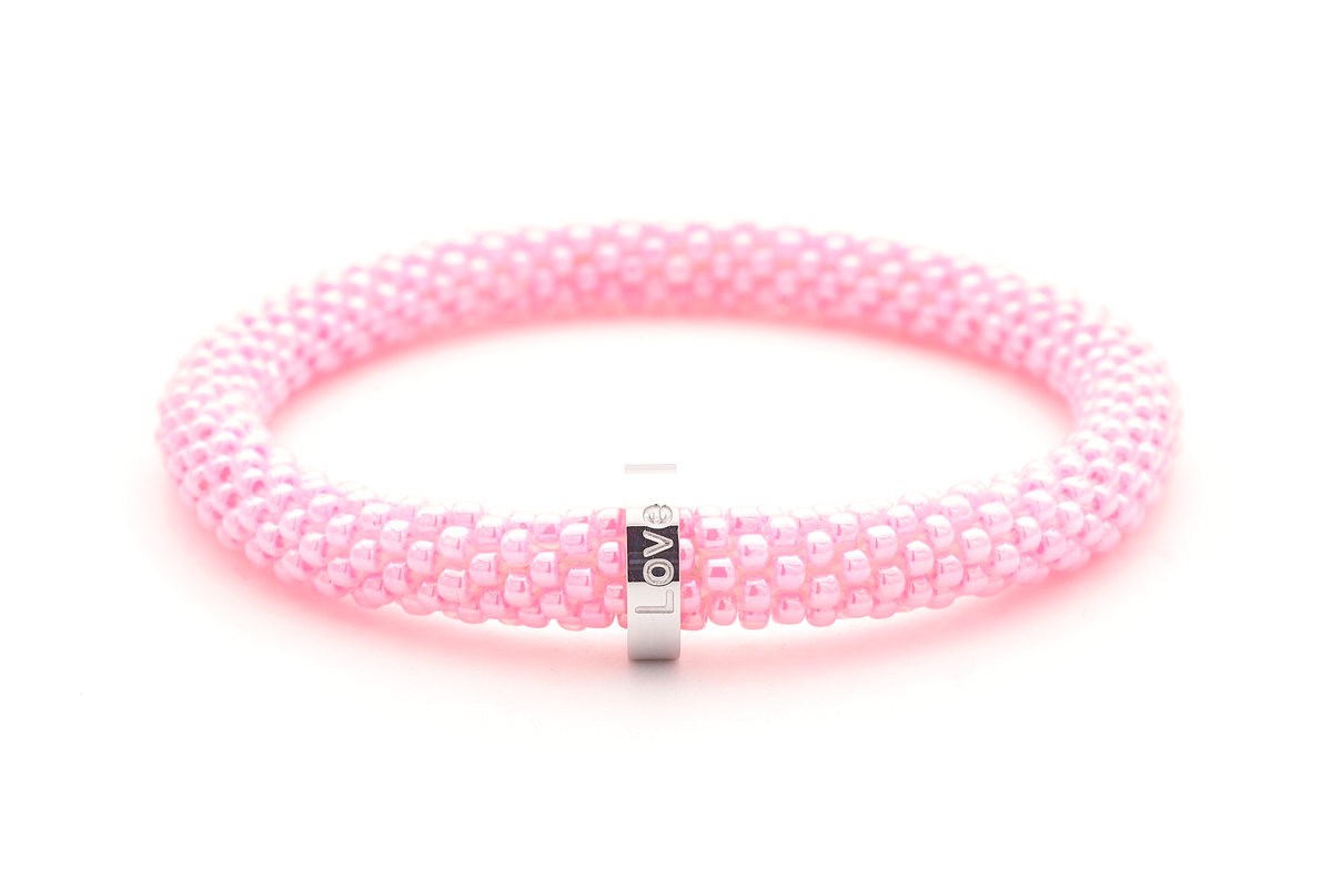 Sashka Co. Extended 8" Bracelet Pink / With Silver Charm Love Charm Bracelet - Extended 8"