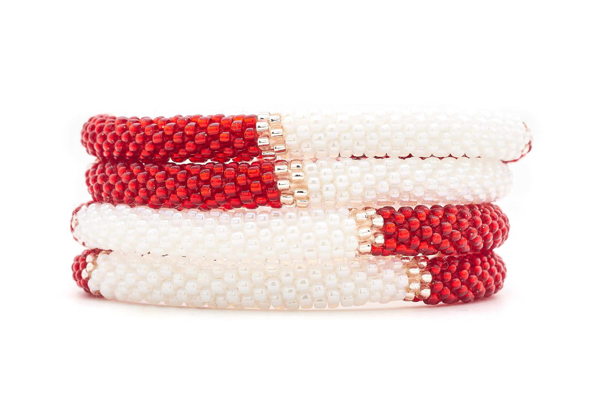 Sashka Co. Extended 8" Bracelet Red / White / Rose Gold Red and White Harmony Bracelet - Extended 8"
