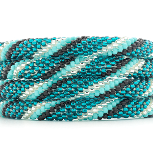Sashka Co. Extended 8" Bracelet Teal / turquoise / Black / Clear Aqua Nightfall Bracelet - Extended 8"