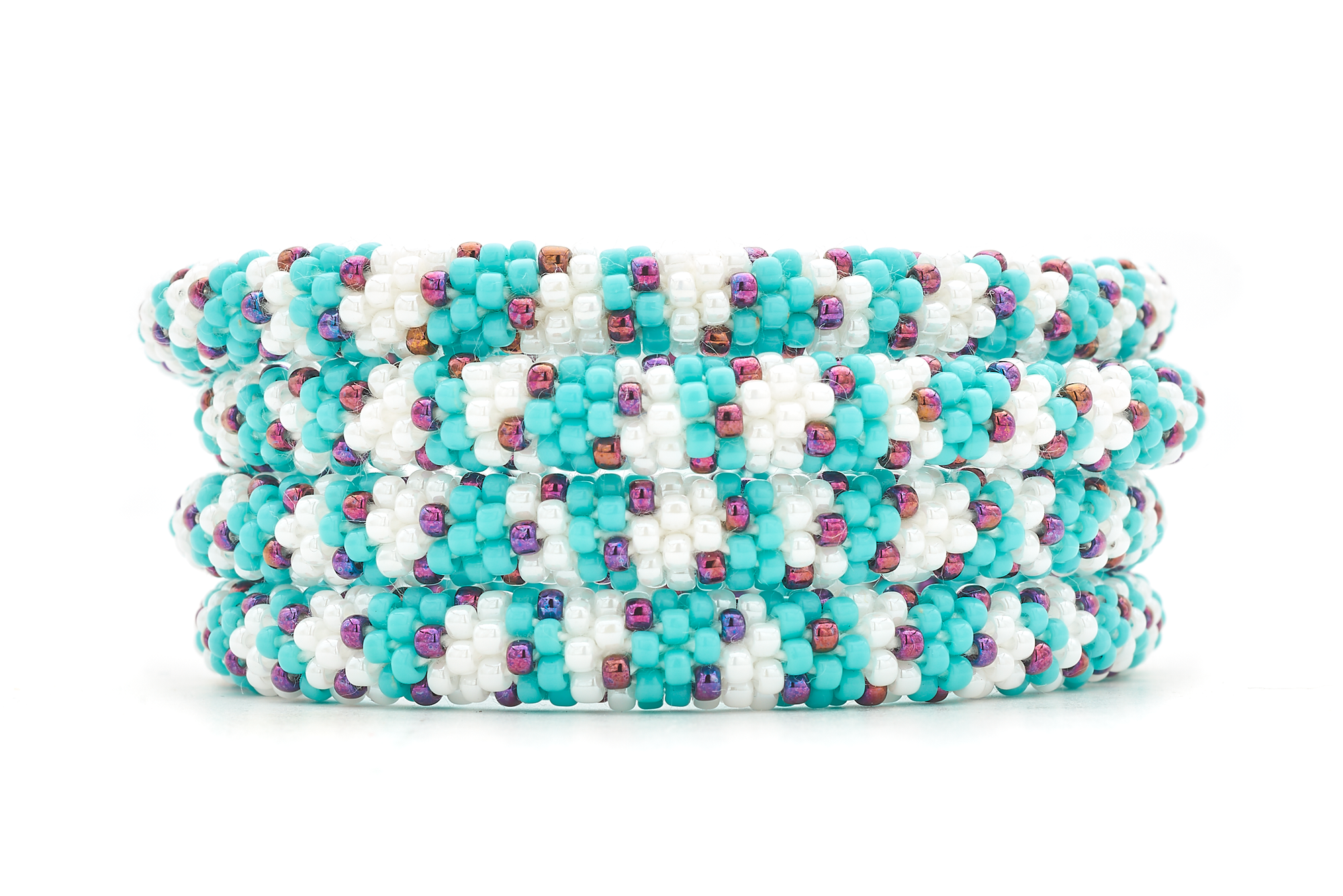 Sashka Co. Extended 8" Bracelet Turquoise / White / Deep Iridescent Purple Mystic Falls Bracelet - Extended 8"