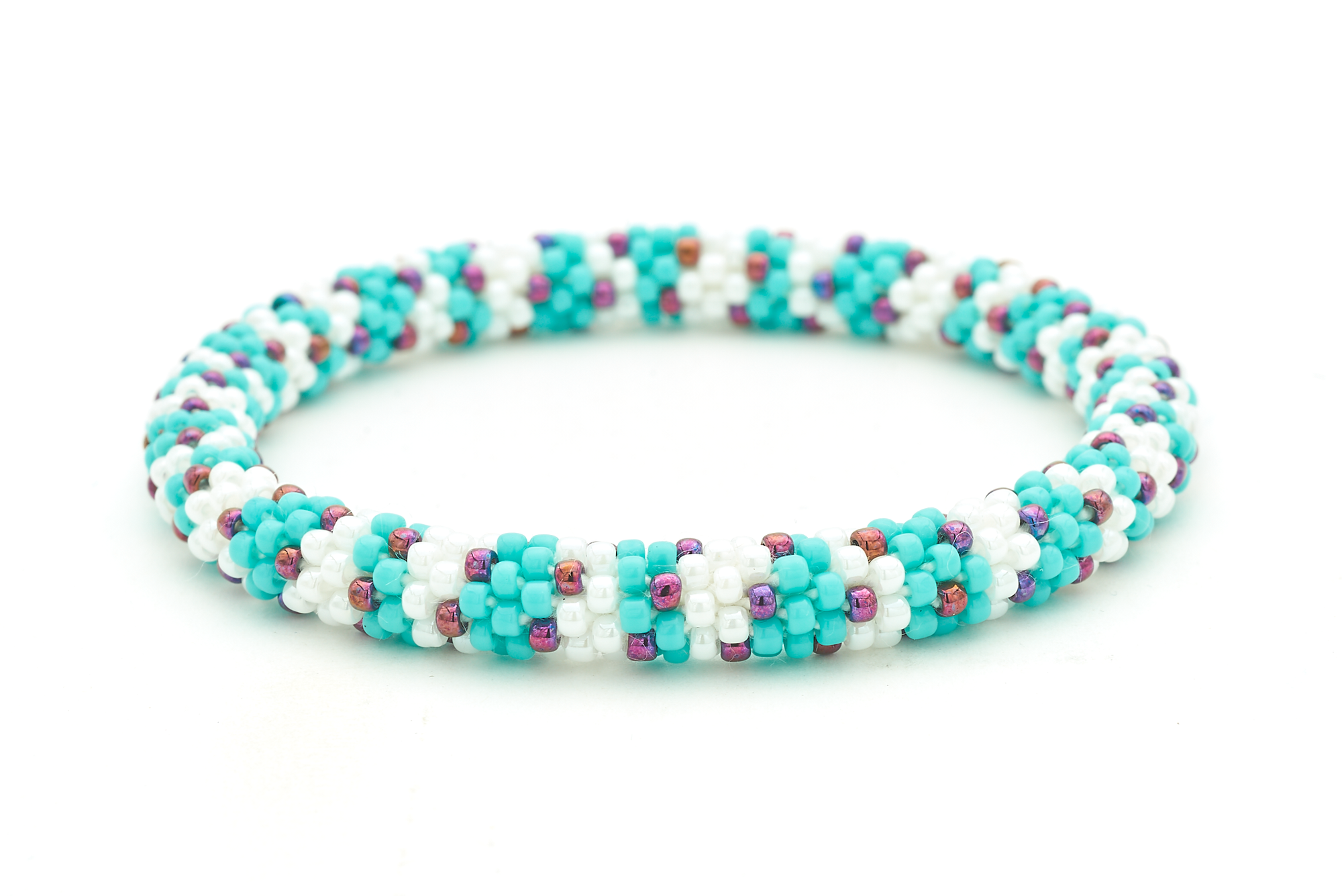 Sashka Co. Extended 8" Bracelet Turquoise / White / Deep Iridescent Purple Mystic Falls Bracelet - Extended 8"