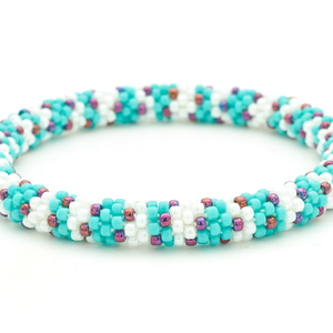 Sashka Co. Extended 8" Bracelet Turquoise / White / Deep Iridescent Purple Mystic Falls Bracelet - Extended 8"