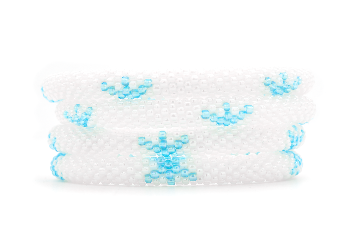 Sashka Co. Extended 8" Bracelet White / Light Blue Snowflake Bracelet - Extended 8"