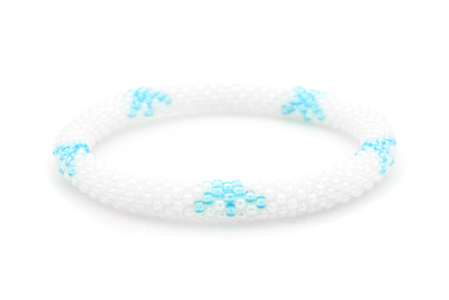 Sashka Co. Extended 8" Bracelet White / Light Blue Snowflake Bracelet - Extended 8"