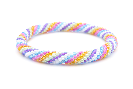 Sashka Co. Extended 8" Bracelet White/ Purple / Orange / Pink / Blue Colorful Swirl Bracelet - Extended 8"