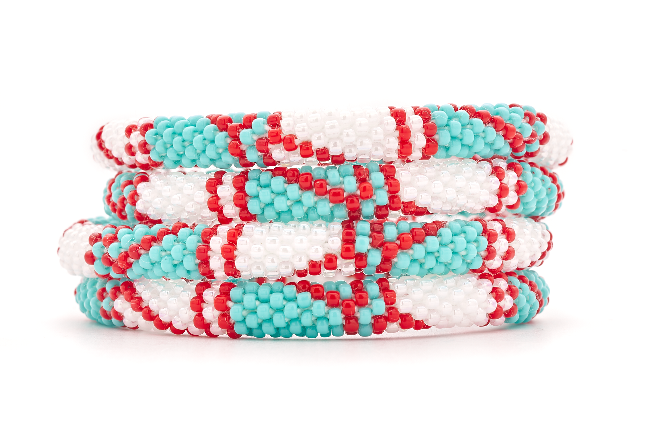 Sashka Co. Extended 8" Bracelet White / Turquoise / Red Red Coral Breeze Bracelet - Extended 8"