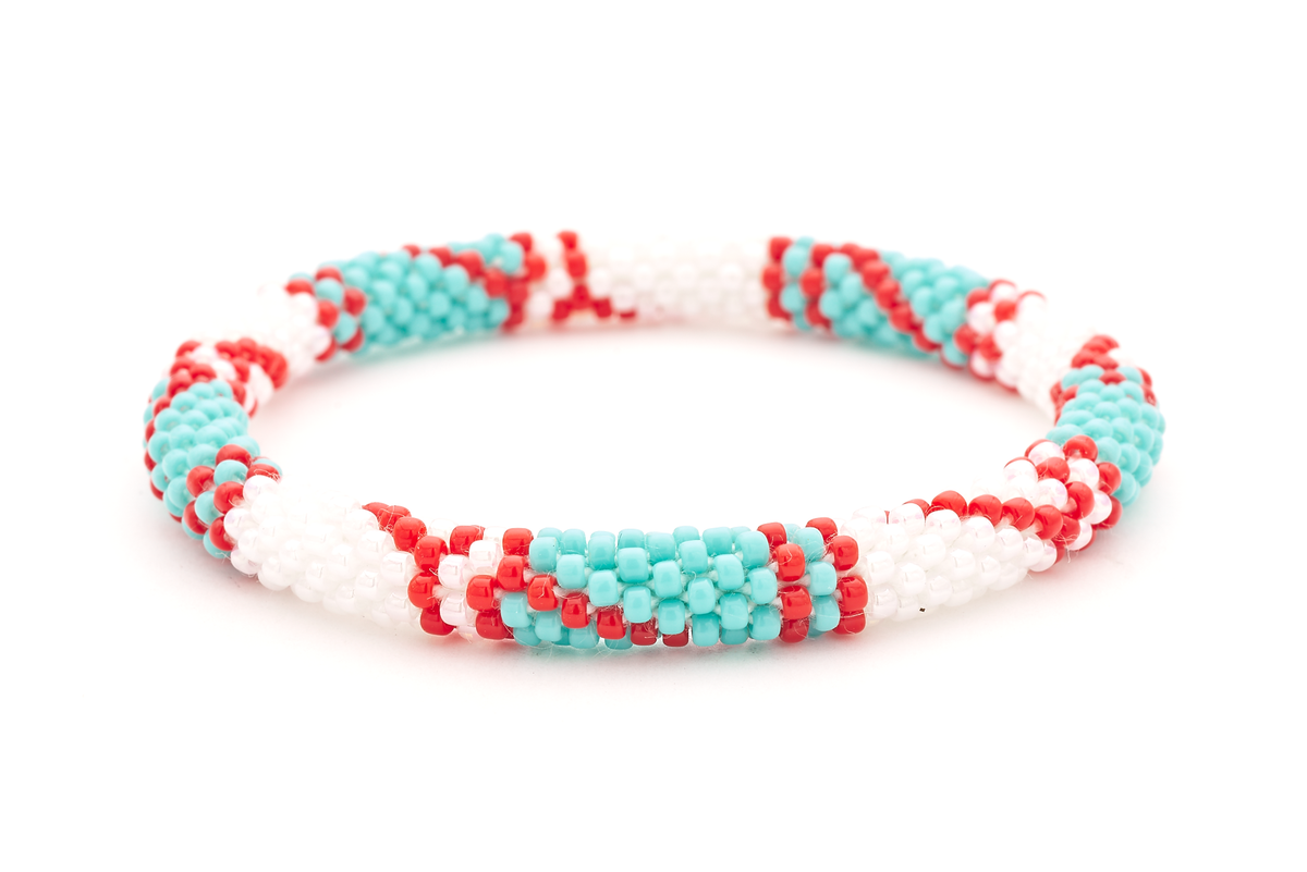 Sashka Co. Extended 8" Bracelet White / Turquoise / Red Red Coral Breeze Bracelet - Extended 8"