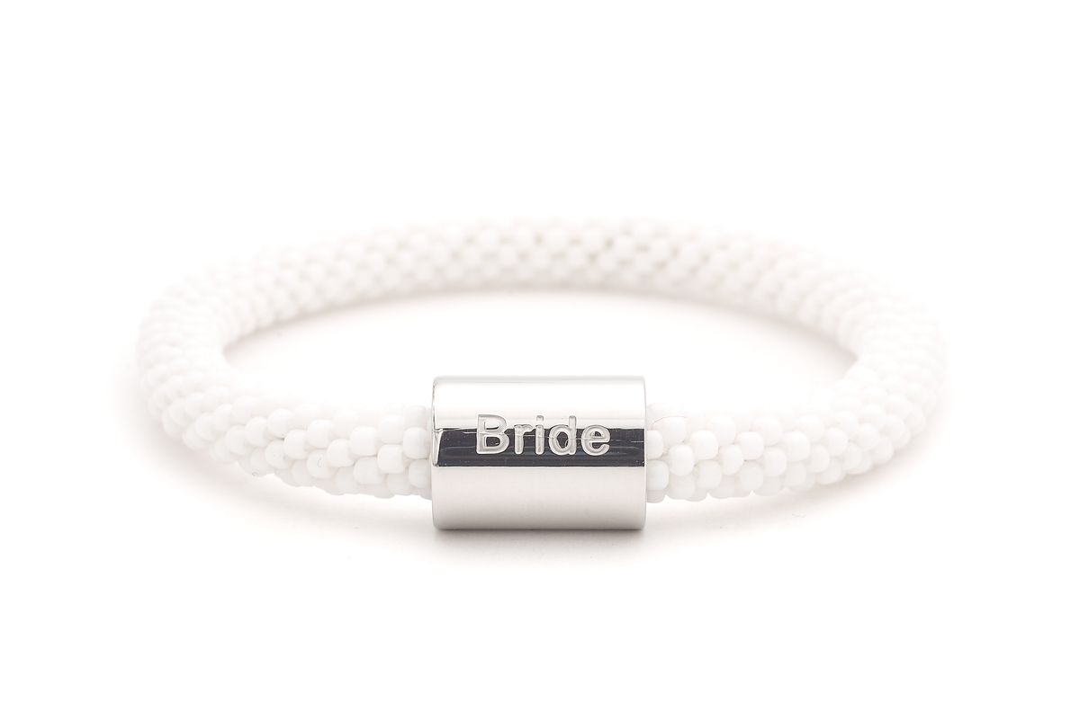 Sashka Co. Extended 8" Bracelet White / w Silver Bride Charm Bride Charm Bracelet - Extended 8"