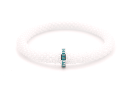 Sashka Co. Extended 8" Bracelet White / w Teal Charm Blessed Word Charm Bracelet - Extended 8"