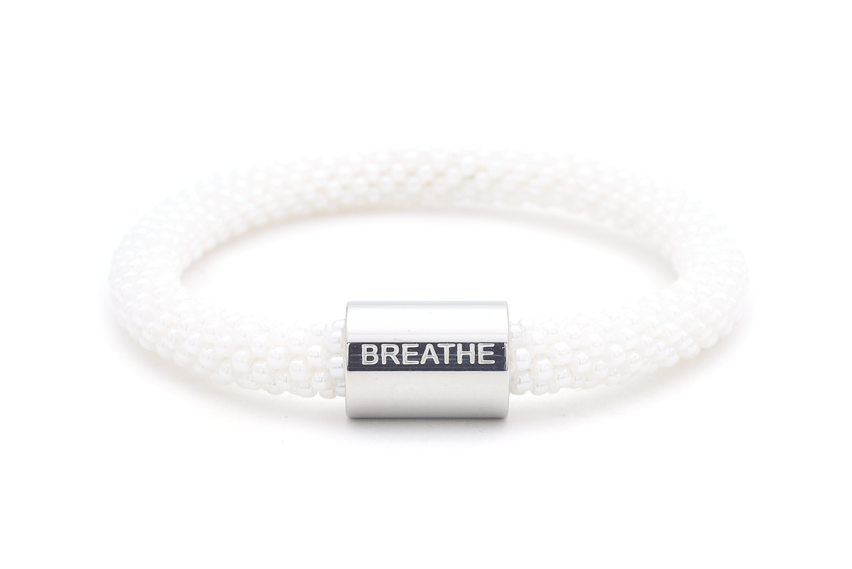 Sashka Co. Extended 8" Bracelet White / with Silver Breathe Charm Breathe Charm Bracelet - Extended 8"