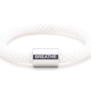 Sashka Co. Extended 8" Bracelet White / with Silver Breathe Charm Breathe Charm Bracelet - Extended 8"