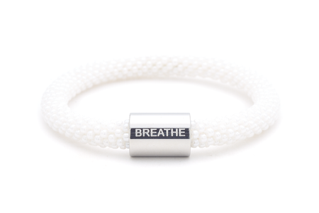 Sashka Co. Extended 8" Bracelet White / with Silver Breathe Charm Breathe Charm Bracelet - Extended 8"
