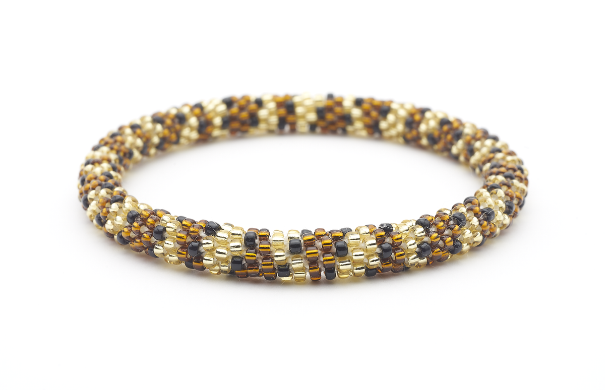 sashka|co® Glass Bead Anklet Brown / Gold / Black Leopard Anklet | Glass Bead Anklet