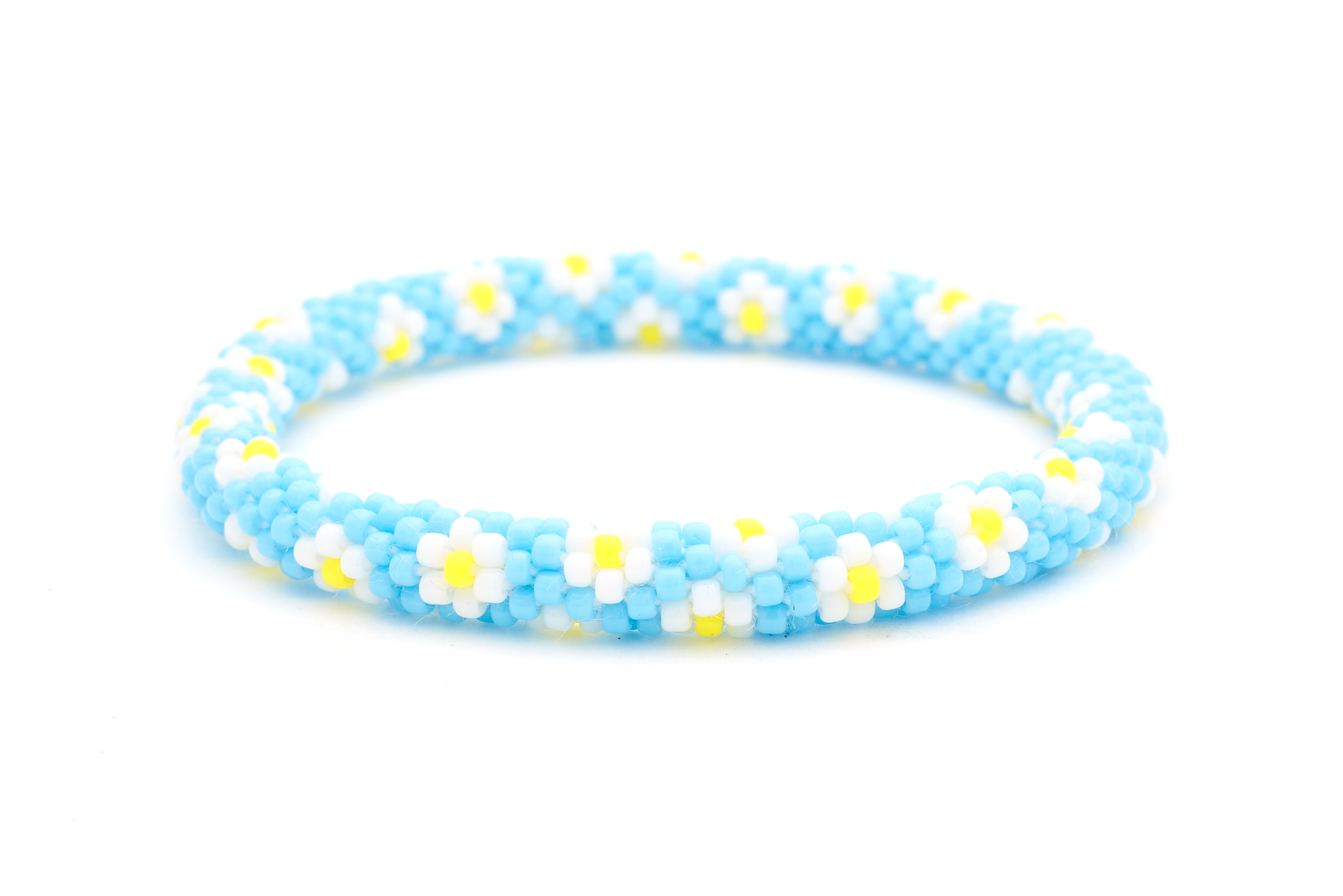 Sashka Co. Glass Bead Bracelet Baby Blue / White / Yellow Sky Blossom Bracelet